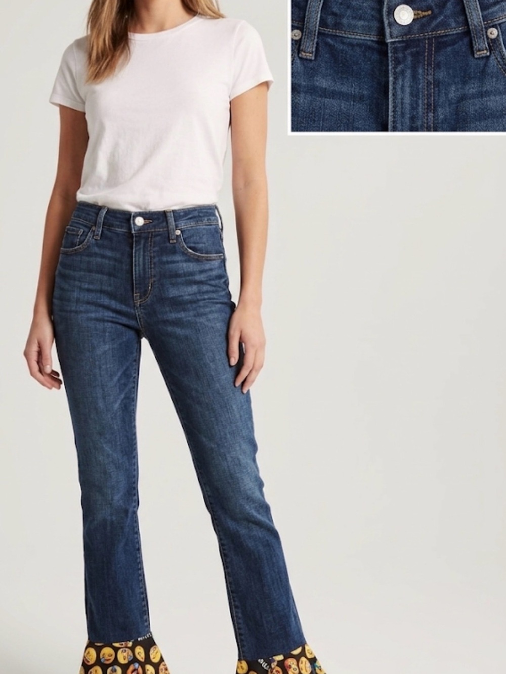Abercrombie & Fitch Mid-Dark Blue High-Rise Straight Jeans
